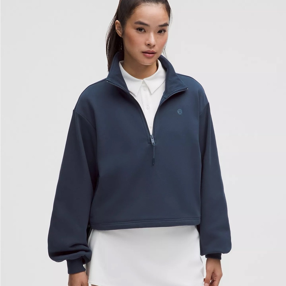 Lululemon. Women's cotton terry tennis half zip navy / club blue